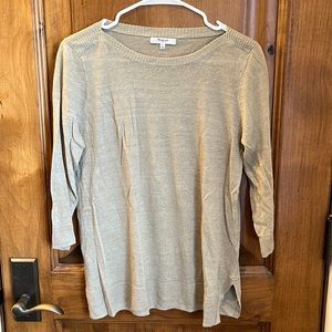 Madewell cream / tan linen sweater